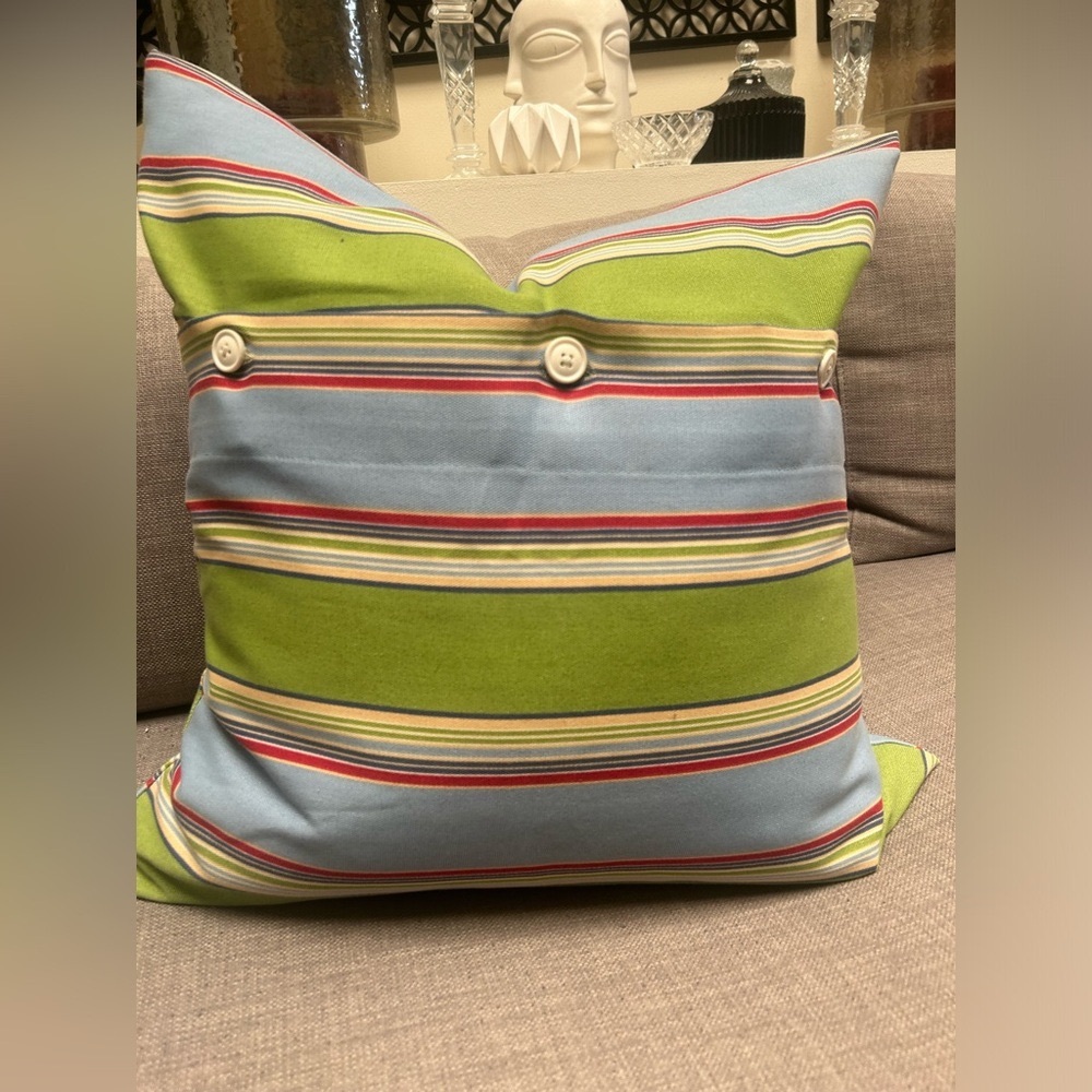 Bright Colored Horizontal Stripes ink-Fuzed Decor Pillow COVER ONLY 
#0915246